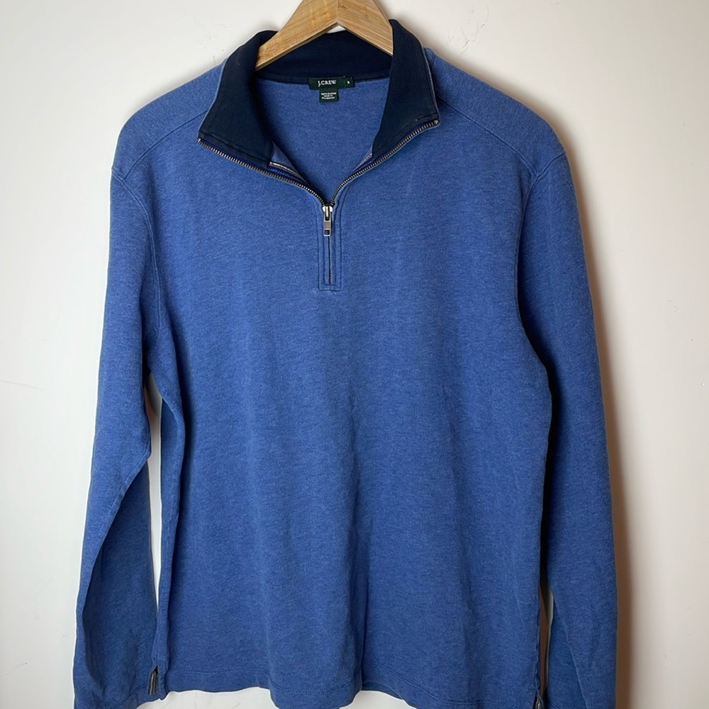 J. Crew blue cotton half-zip sweater size M